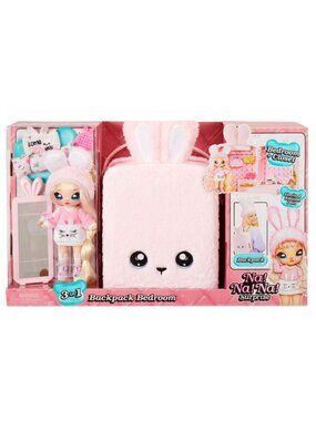 Na! Na! Na! Surprise Pink Bunny Plush Backpack Doll Playset - Brand New